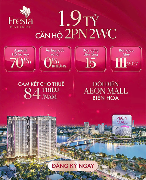 CĂN HỘ CAO NHẤT TP BIÊN HÒA 30 TẦNG VIEW SÔNG ĐỒNG NAI ĐỐI DIỆN AEON MALL ĐANG XÂY DỰNG