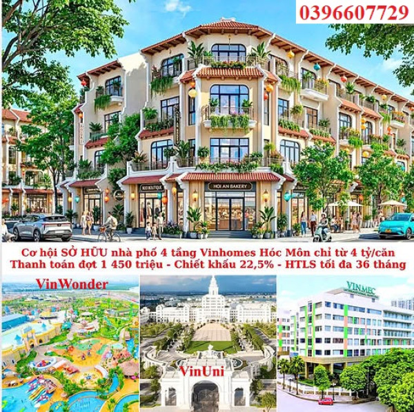 #VINHOMES44: CHIẾT KHẤU 22,5% MUA NHÀ PHỐ 5X15M TỔNG 4 TỶ - VỐN 1,4 TỶ, VAY 70% MIỄN LÃI 36 THÁNG!